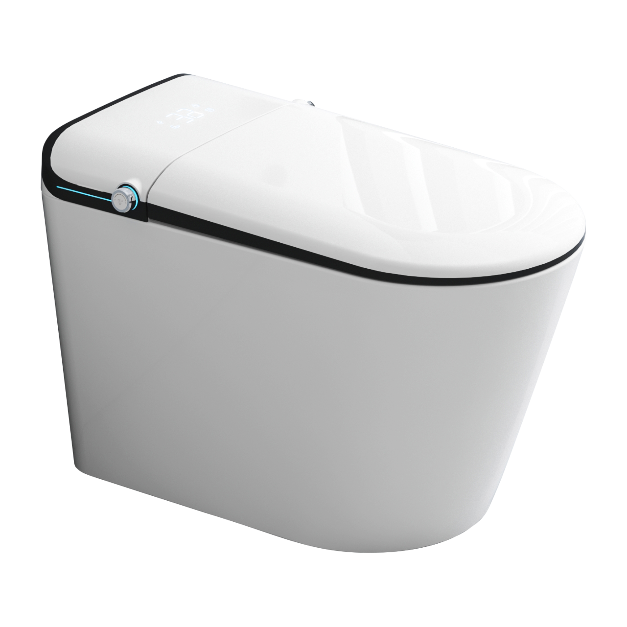 Smart Toilet with Bidet Built-In, Tankless Automatic Flush Toilet, Auto Open/Close Lid, Foot Sensor, Heated Seat, Warm Water Wash, Dryer, LED Display, One-Piece Elongated Smart Toilet