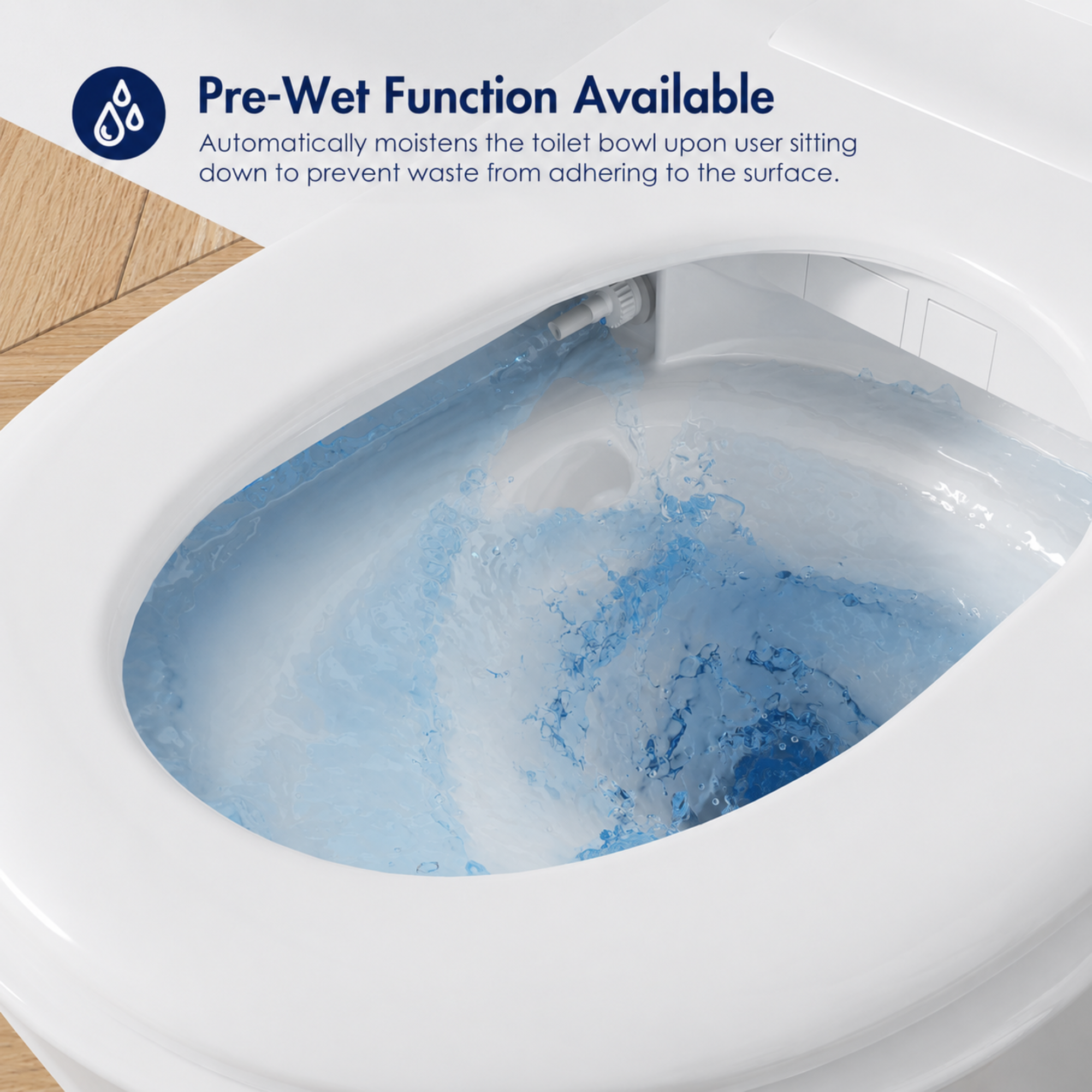Toilet bowl with pre-wet function feature at aplohome.com